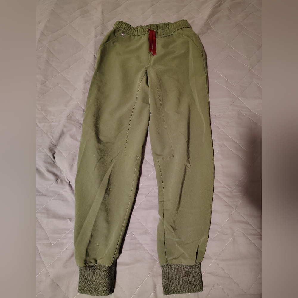 Figs Olive Green Joggers with Red Accent